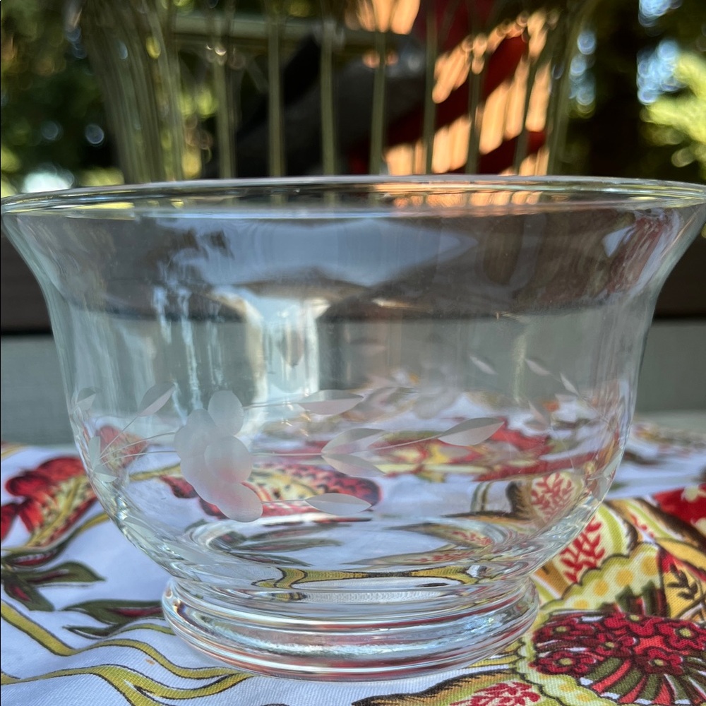 Princess House Clear Glass Bowl with Floral Etching